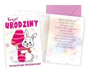 Karnet B6 Urodziny 1 zajączek - Kukartka