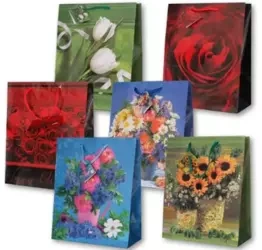 Torebka ozdobna laminowana PL-6 średnia kwiaty - Panorama