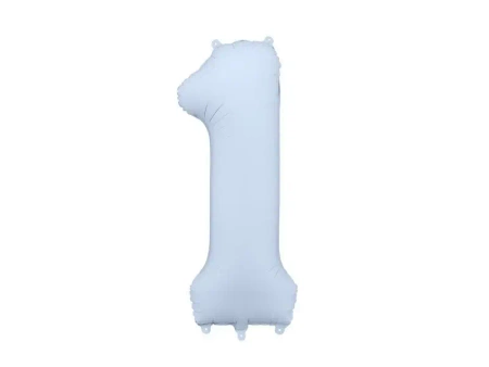 Balon foliowy cyfra 1 86cm mglisty niebieski - PartyDeco