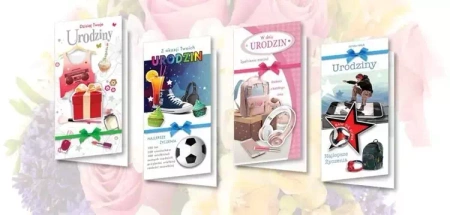 Karnet DL De Lux. Złocony Urodziny MIX (10szt.) - praca zbiorowa