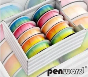 Wstążka ozdobna tęczowa 25mmx2m (10szt) - Penword