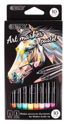 Marker artystyczny dwustronny 10 kolorów Pastel - Cresco