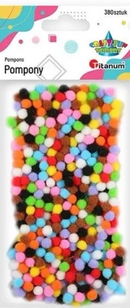 Pompony poliestrowe 7mm mix kolorów 380szt - Titanum