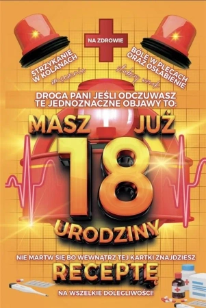 Karnet Urodzinowy z receptą 18 - YEKU