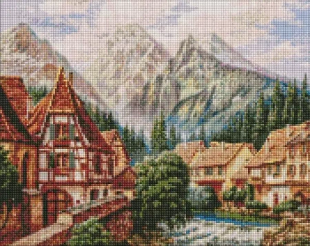 Diamentowa mozaika - Miasto w górach 40x50cm - Ideyka