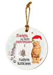 Zawieszka ceramiczna Boże Narodzenie kot rudy - Kukartka