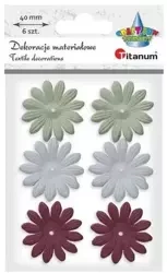 Kwiaty materiałowe pianka 3D 40mm mix 6szt - Titanum