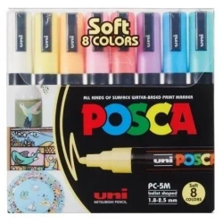 Markery pastelowe PC-5M Soft 8 kolorów POSCA UNI - Uni Mitsubishi Pencil