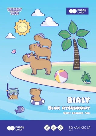 Paczka blok rysunkowy biały A4 Yummy Yum 80g 20 ark. Happy Color 20 sztuk - Happy Color