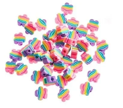 Koraliki polimerowe tęczowe kwiatki 1cm 48szt - Dalprint dpCraft