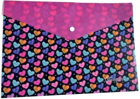 Teczka A4+ plastikowa z klipsem Serduszka - Fresh