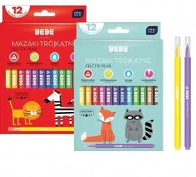 Mazaki trójkątne 12 kolorów Bebe Kids mix - INTERDRUK