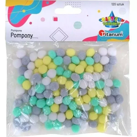 Pompony poliestrowe 10mm mix 120szt - Titanum