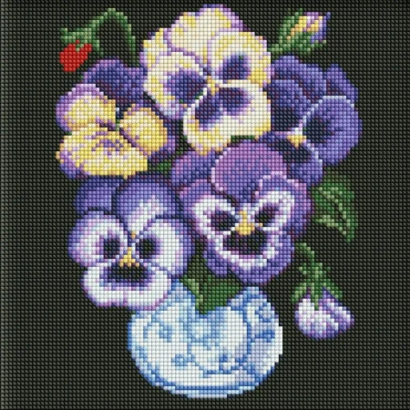 Diamentowa mozaika bez ramy - Bratki 30x30cm - Ideyka
