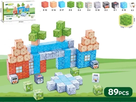 Klocki magnetyczne kostki 3D 89el - Madej