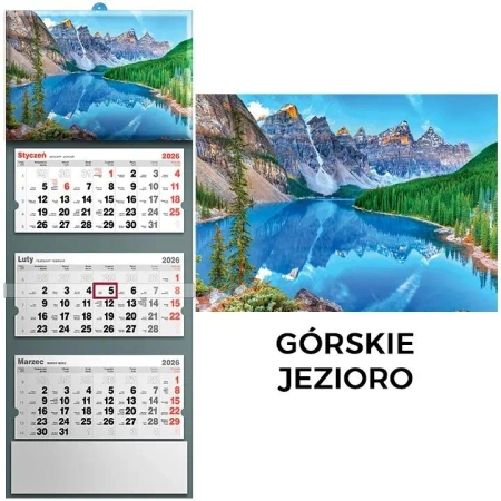 Kalendarz 2026 trójdzielny górskie jezioro - Evena