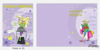 Karnet Comic B6 + koperta wzór nr 31 Urodziny - Stamp