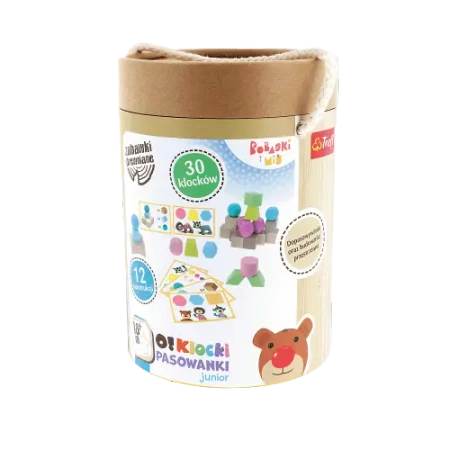 Klocki drewniane O!Klocki Pasowanki Junior Bobaski i Miś 30 elementów 61514 - Trefl PAP