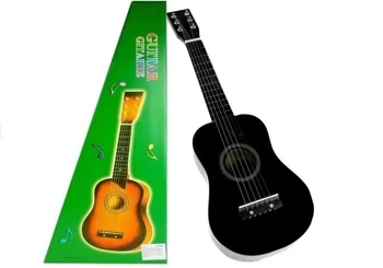 Gitara drewniana klasyczna z kostką czarna 60cm - Leantoys