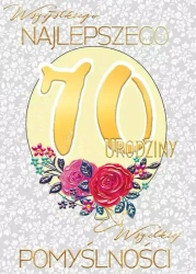 Karnet A5 Urodziny 70 - Balon glamour - Henry