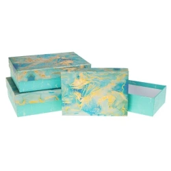 Pudełko prostokątne z kokardą 3szt marmur ROZETTE