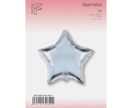 Balon foliowy Gwiazda srebrny 45cm - Godan