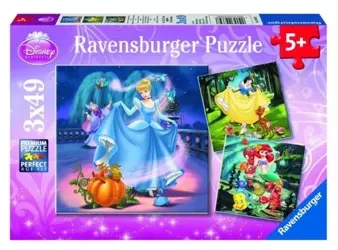 Puzzle 3x49 Królewna Śnieżka, Kopciuszek i Arielka - Ravensburger