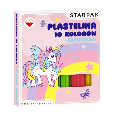 Plastelina 10 kolorów falista ze szpatułką Unicorn - STARPAK