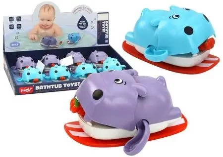 Zabawka do kąpieli nakręcana hipopotam na desce - Leantoys