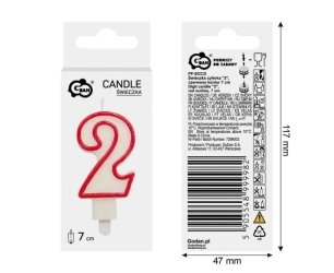 Świeczka 2 czerwony kontur 7cm - Godan