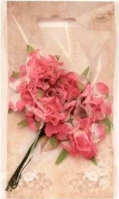 Kwiatki materiałowe rózowo-białe 3cm 6szt - Galeria Hobby