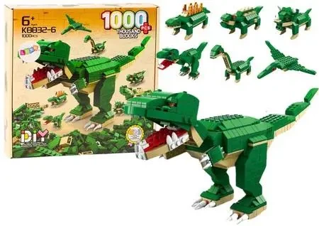 Klocki konstrukcyjne 6w1 Dinozaury 1000el - Leantoys