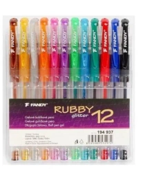 Długopis żelowy Rubby glitter 12 kolorów - Fandy