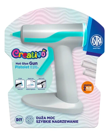 Pistolet do kleju na gorąco Astra Creativo 30W podstawka magnetyczna + 2 kleje - ASTRA art-pap