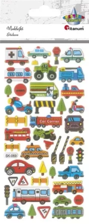 Naklejki wypukłe pojazdy mix 45szt - Titanum