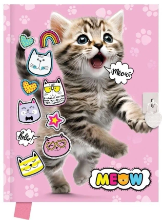 Pamiętnik z kłódką 80 kartek Meow - GDD