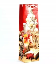 Torebka ozdobna na wino świąteczna 12x40x9 cm