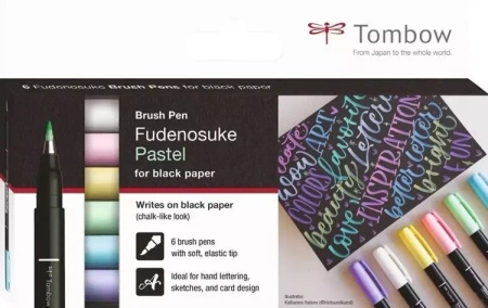 Flamastry pędzelkowe Fudenosuke pastel.. 6 kolorów - Tombow