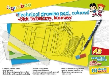 Blok techniczny A3/10K kolorowy - Gimboo