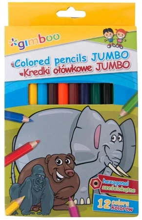 Kredki ołówkowe Jumbo sześciokątne 12szt - Gimboo