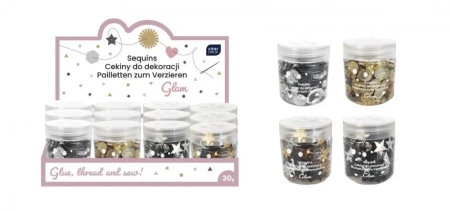 Cekiny do dekoracji 30g Glam (12szt) - INTERDRUK