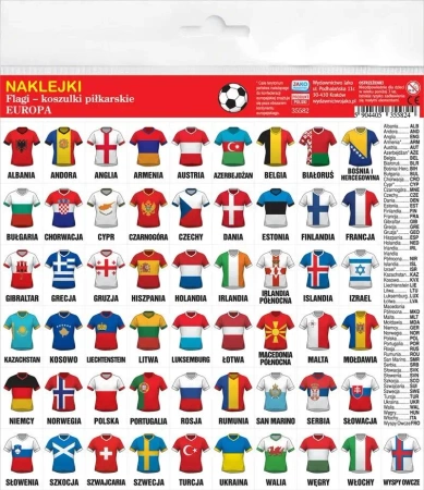 Naklejki Flagi - koszulki piłkarskie Europa - Wydawnictwo Jako