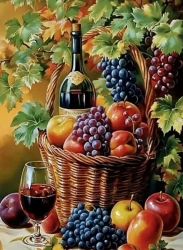 Diamentowa Mozaika Martwa natura kosz z owocami i winem NO-2003104 - Norimpex