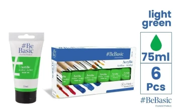 Farba akrylowa - jasny zielony 75ml (6szt) - BeBasic