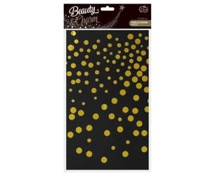 Obrus foliowy B&C złote groszki, czarny 137x183cm - Godan