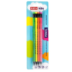 Ołówek z gumką Fluo 4 sztuki EASY - Easy Stationery