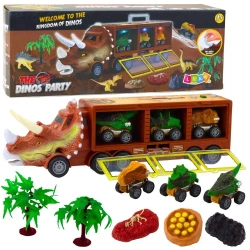 Ciężarówka dinozaur triceratops brązowy - Leantoys