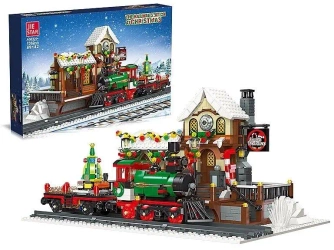 Klocki pociąg świąteczny led 55,5x9x37cm 1362el - ADAR