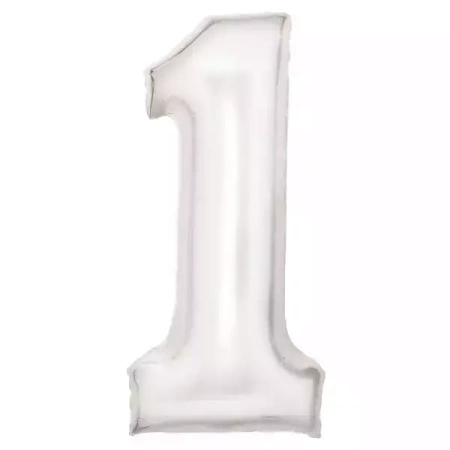 Balon foliowy cyfra 1 satynowa biała 86cm