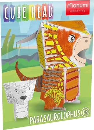 Cube head. Dino. Parazaurolof. Złóż i pokoloruj - Monumi